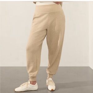 Athleta Coaster Luxe Waffle High Waisted Jogger Tan Sz Large